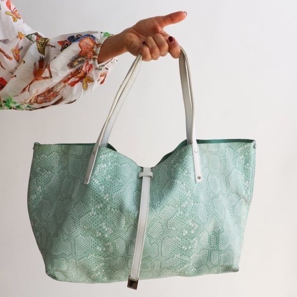 Tiffany & Co. Reversible Snakeskin Print Suede Tote - Picture 6 of 12